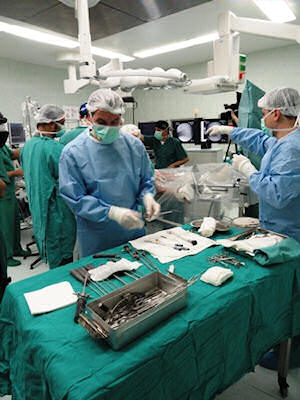 View from the live hip surgery session in the 2012 course.